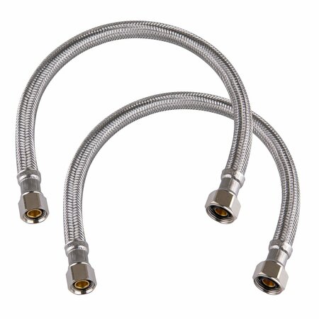HAUSEN 16-Inch Stainless Steel Faucet Connector 3/8'' C X 1/2"C , Faucet Supply Line, 2PK HA-FC-109